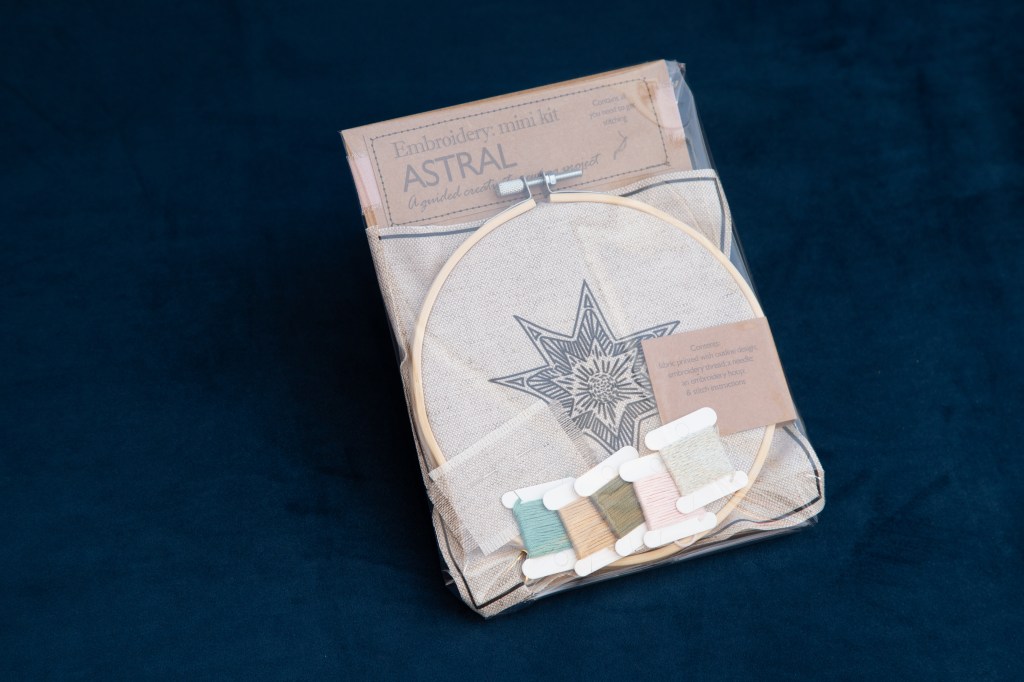 Astral embroidery kit by UK artist James Tovey art creative freestyle sewing