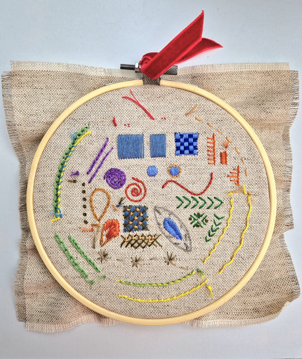 Worked examples of embroidery stitches - with step by step instructions